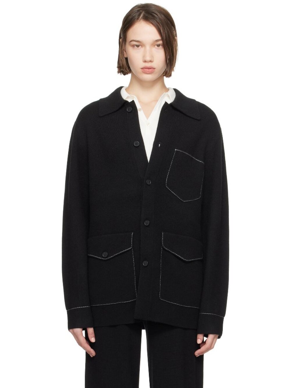 GUEST IN RESIDENCE Black Cashmere INDUSTRY Knit Sweater Cardigan Coat Jacket M